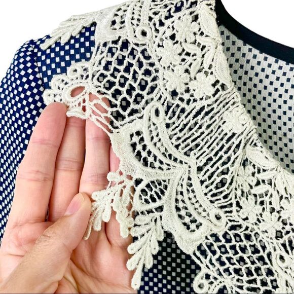 VINTAGE Paco Rabanne Cottagecore Lace Collar Short Sleeve Tunic Blouse - Picture 4 of 8